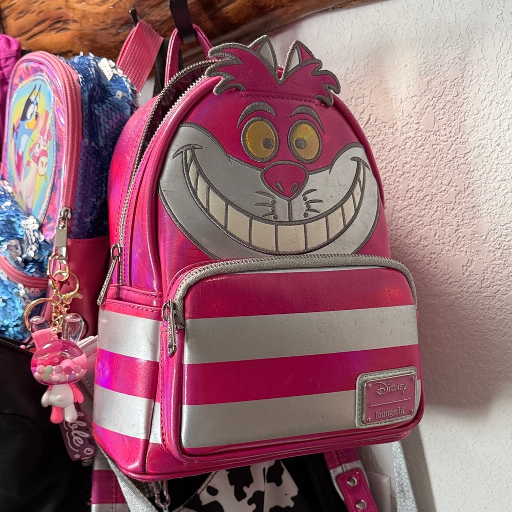 Disney Pink and Silver Cheshire Cat loungefly Backpack